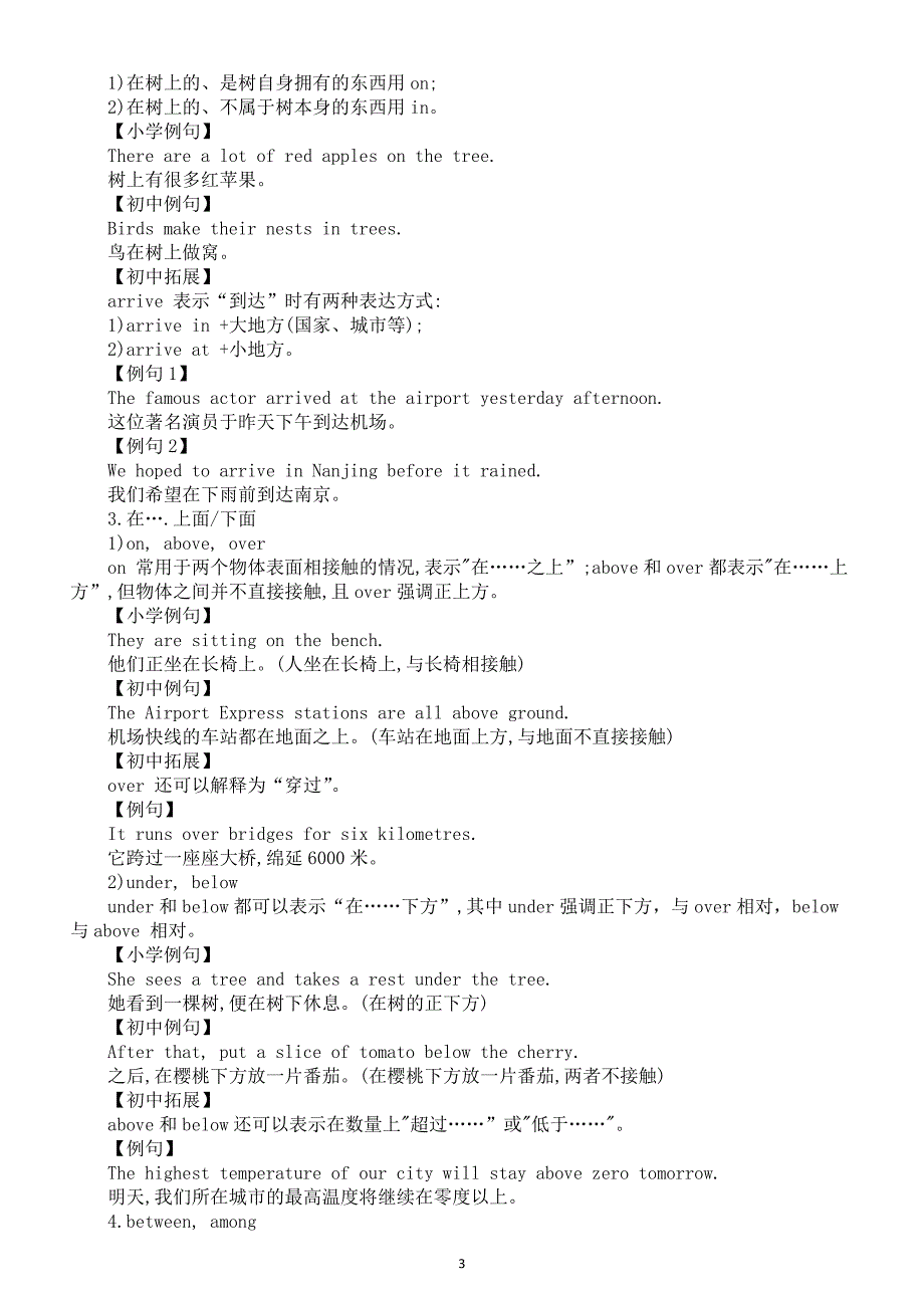 小学英语小升初重点语法介词知识讲解_第3页