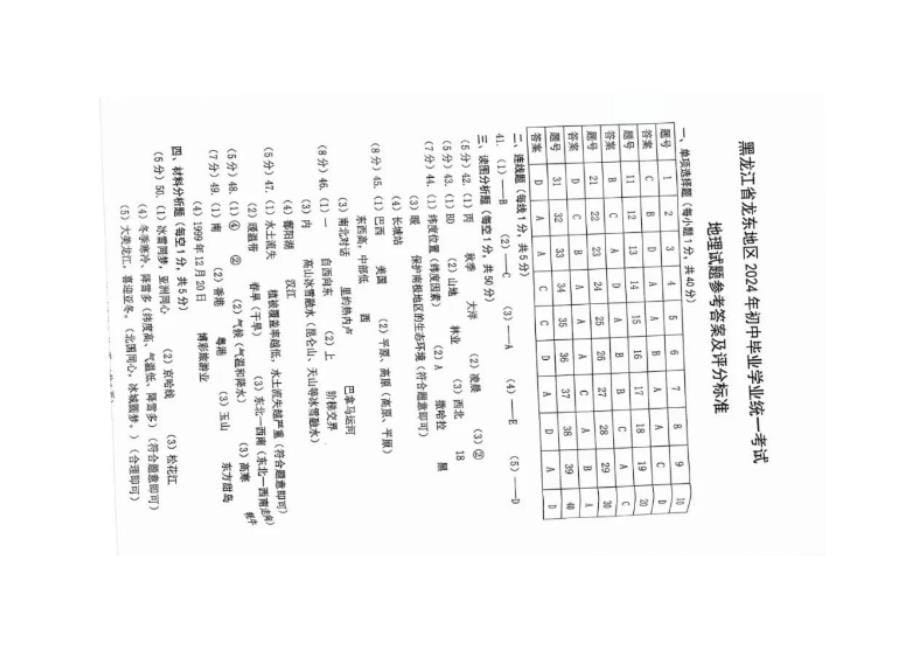 2024年黑龙江省龙东地区中考地理真题试卷及答案_第5页