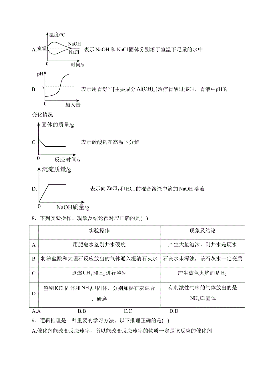 山东省菏泽市定陶区2023-2024学年九年级下学期期中化学试卷(含答案)_第3页