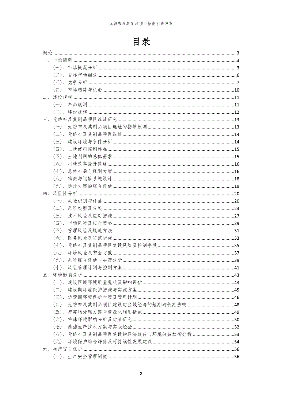 2023年无纺布及其制品项目招商引资方案_第2页