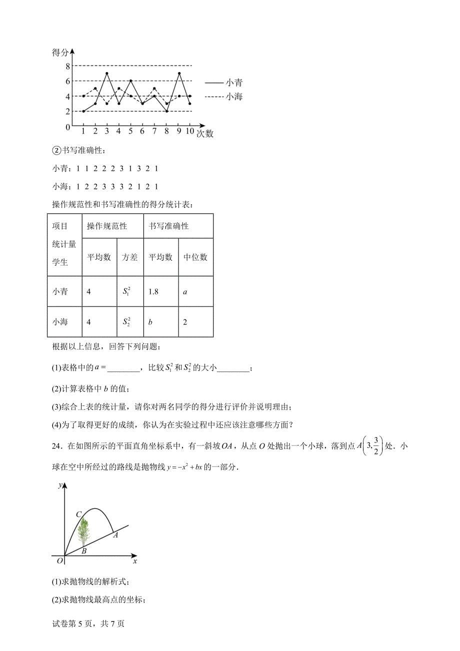 2024年青海省中考题数学试题【含答案、详细介绍】_第5页