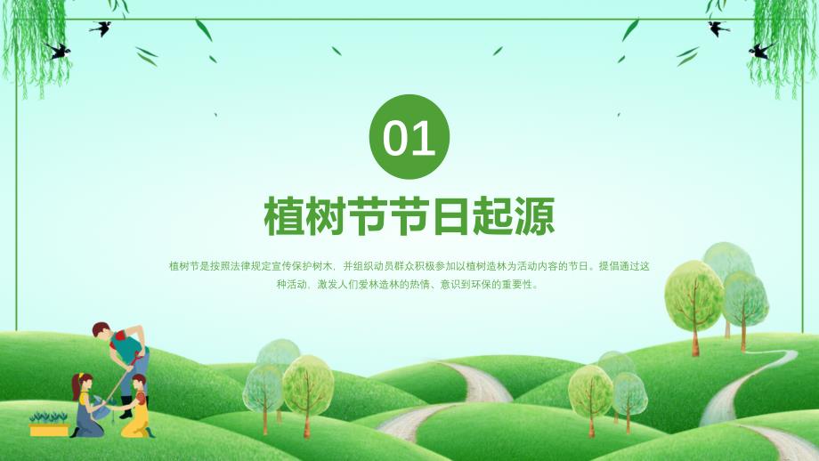 绿色卡通风植树节节日文化习俗介绍宣传PPT_第3页
