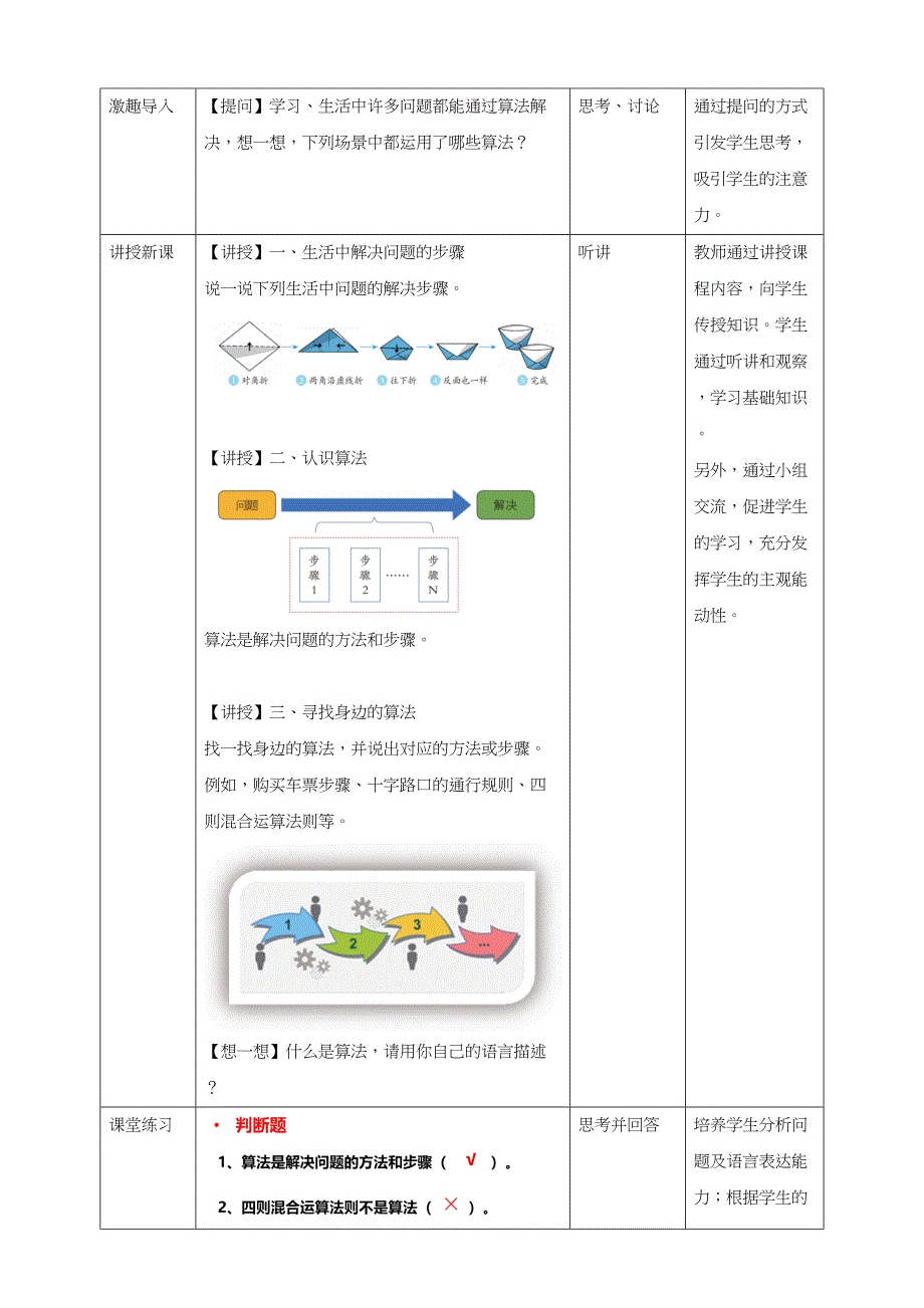 第1课 身边的算法（教案）五上信息科技浙教版_第2页