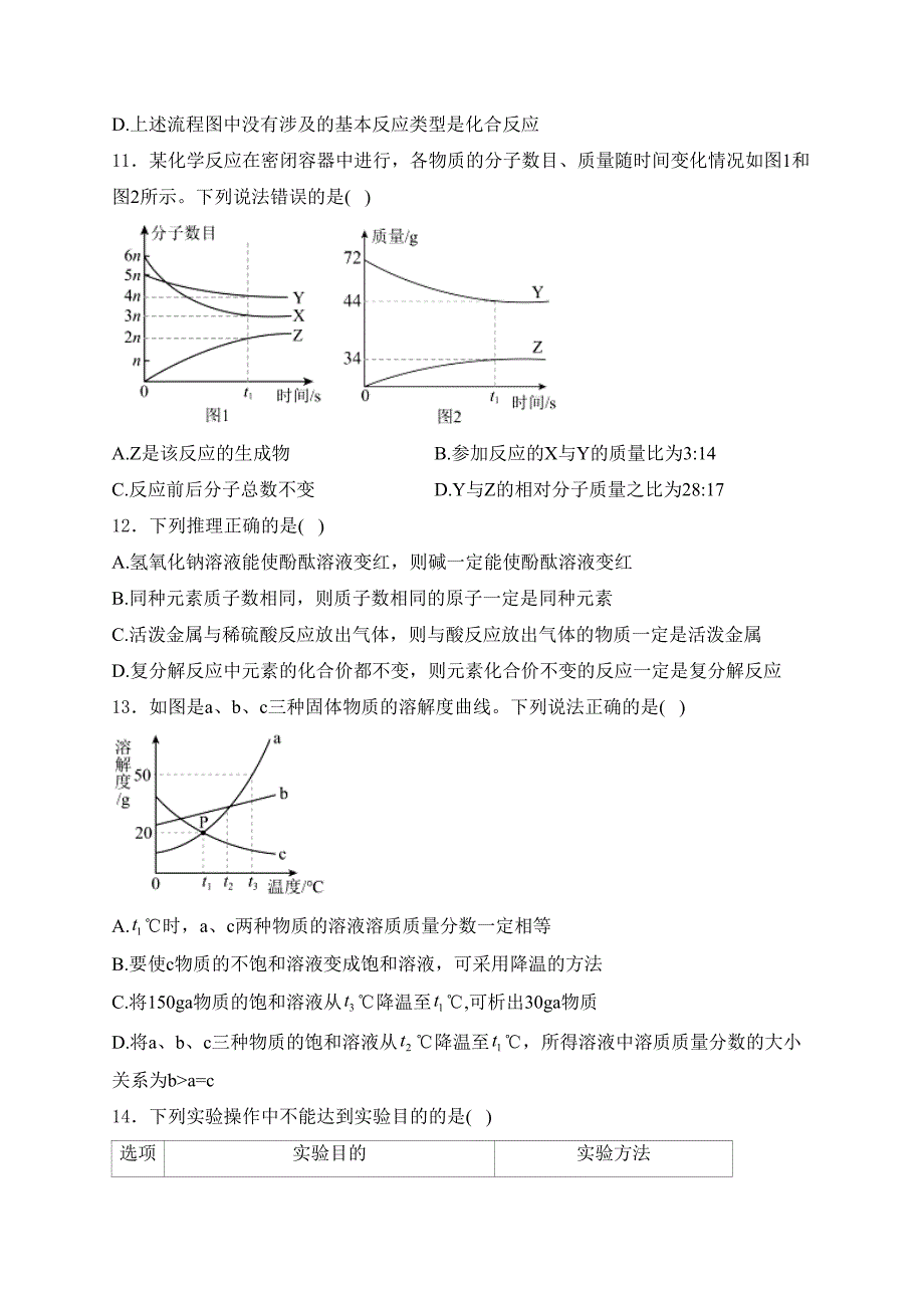 山东省泰安市新泰市2024届九年级下学期中考三模化学试卷(含答案)_第4页