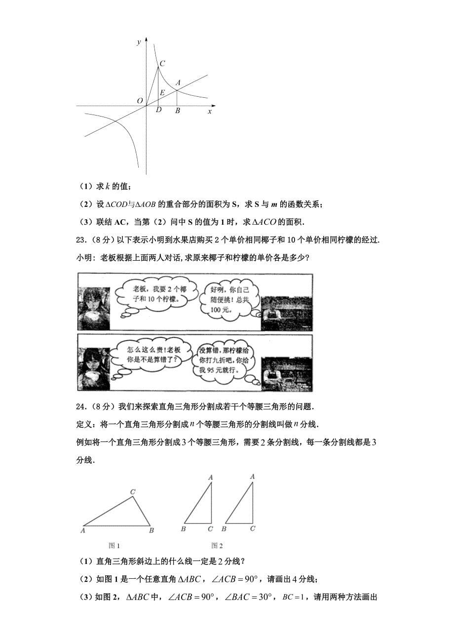 2025届江苏省盐城市大丰区部分学校数学八上期末达标检测模拟试题含解析_第5页