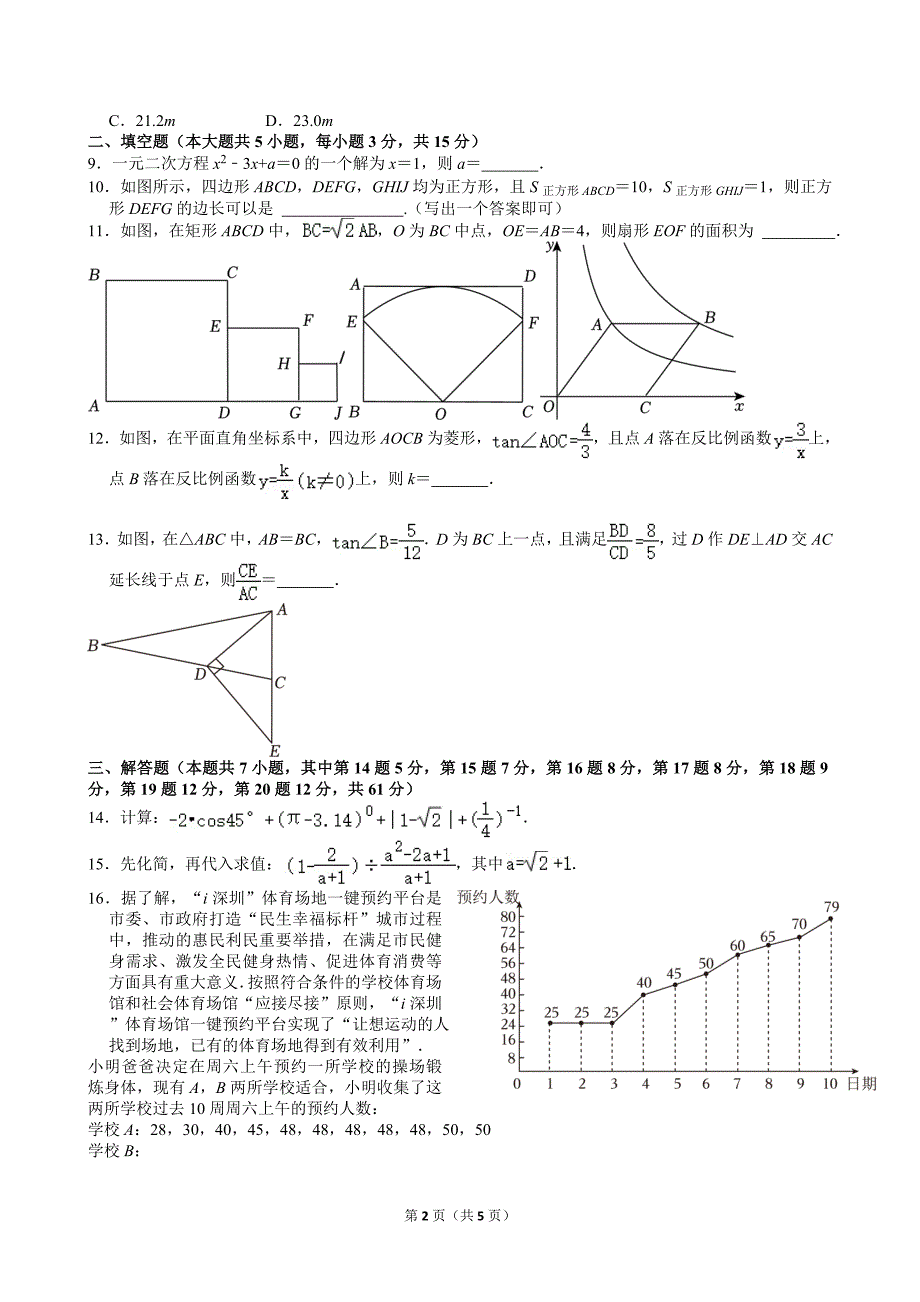 45-2024年广东省深圳市中考数学试卷（回忆版）_第2页