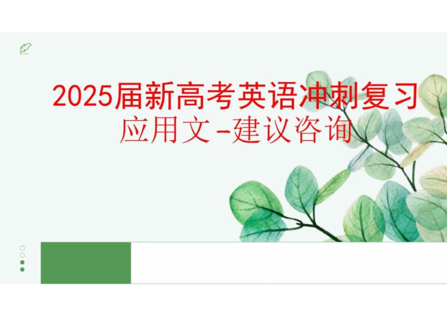 2025届新高考英语冲刺复习 应用文建议咨询_第1页