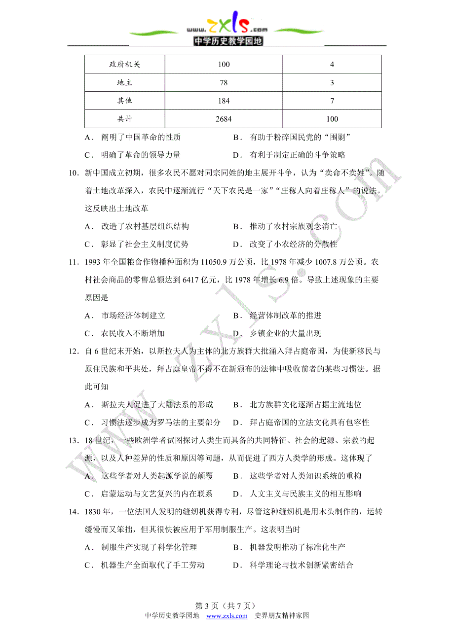 2024年高考湖南历史卷_第3页