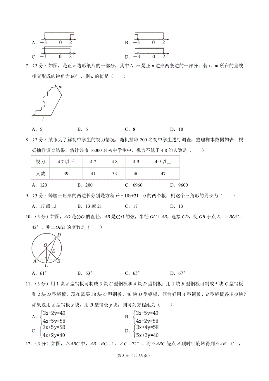 50-2024年内蒙古赤峰市中考数学试卷_第2页