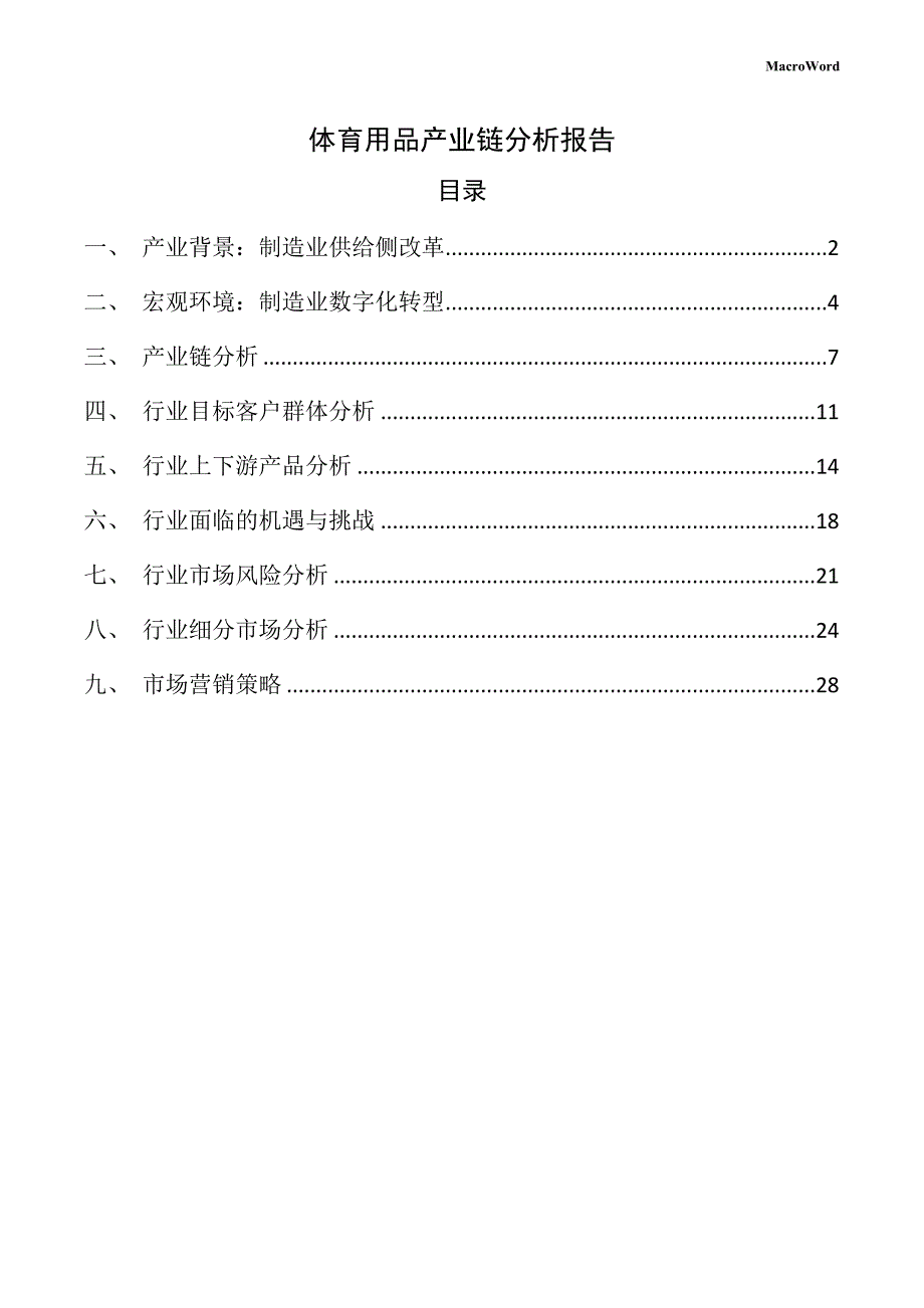 体育用品产业链分析报告（模板）_第1页