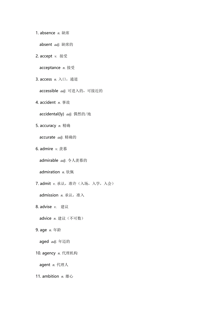 高中英语考试高质量词性转换总结_第1页