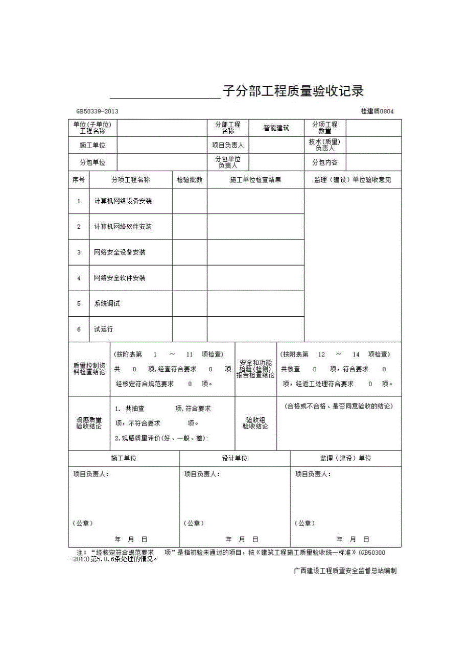 检验批质量验收记录《0804 信息网络系统》房建表格_第1页