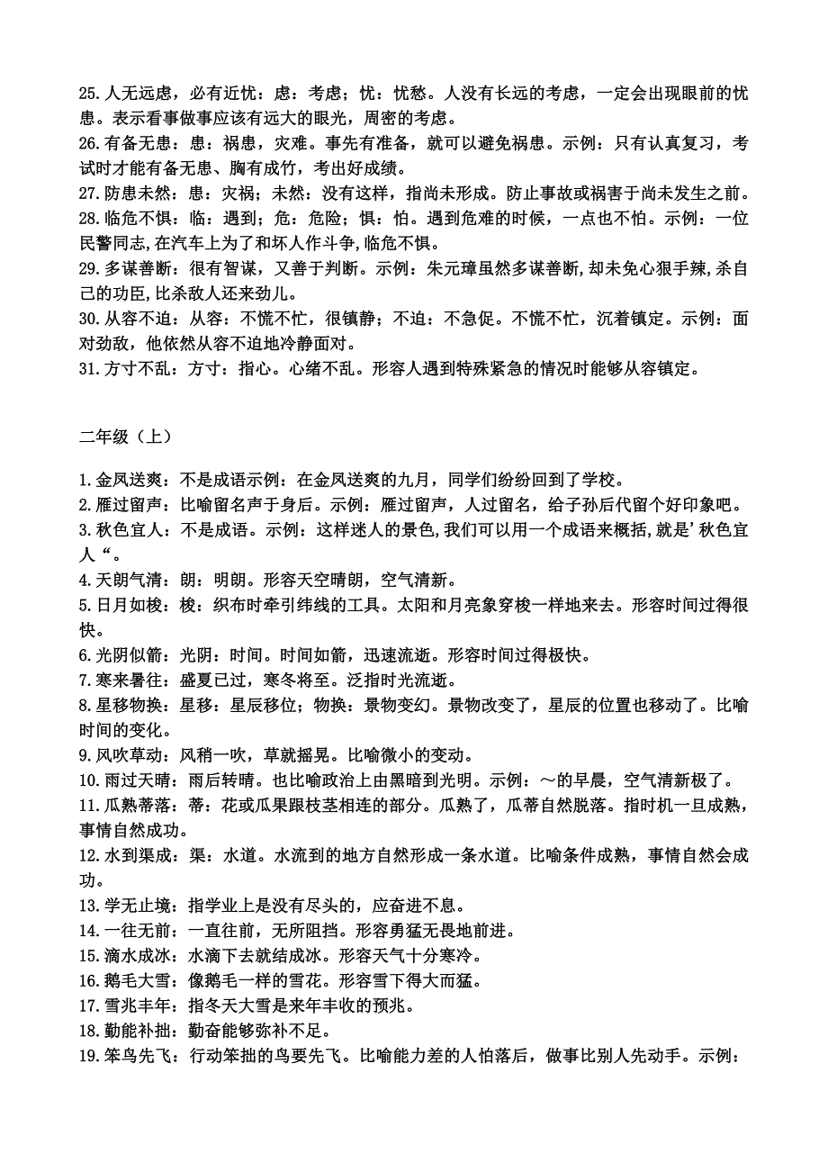 部编版小升初归纳-小学阶段语文常用成语大全及解释学案_第2页