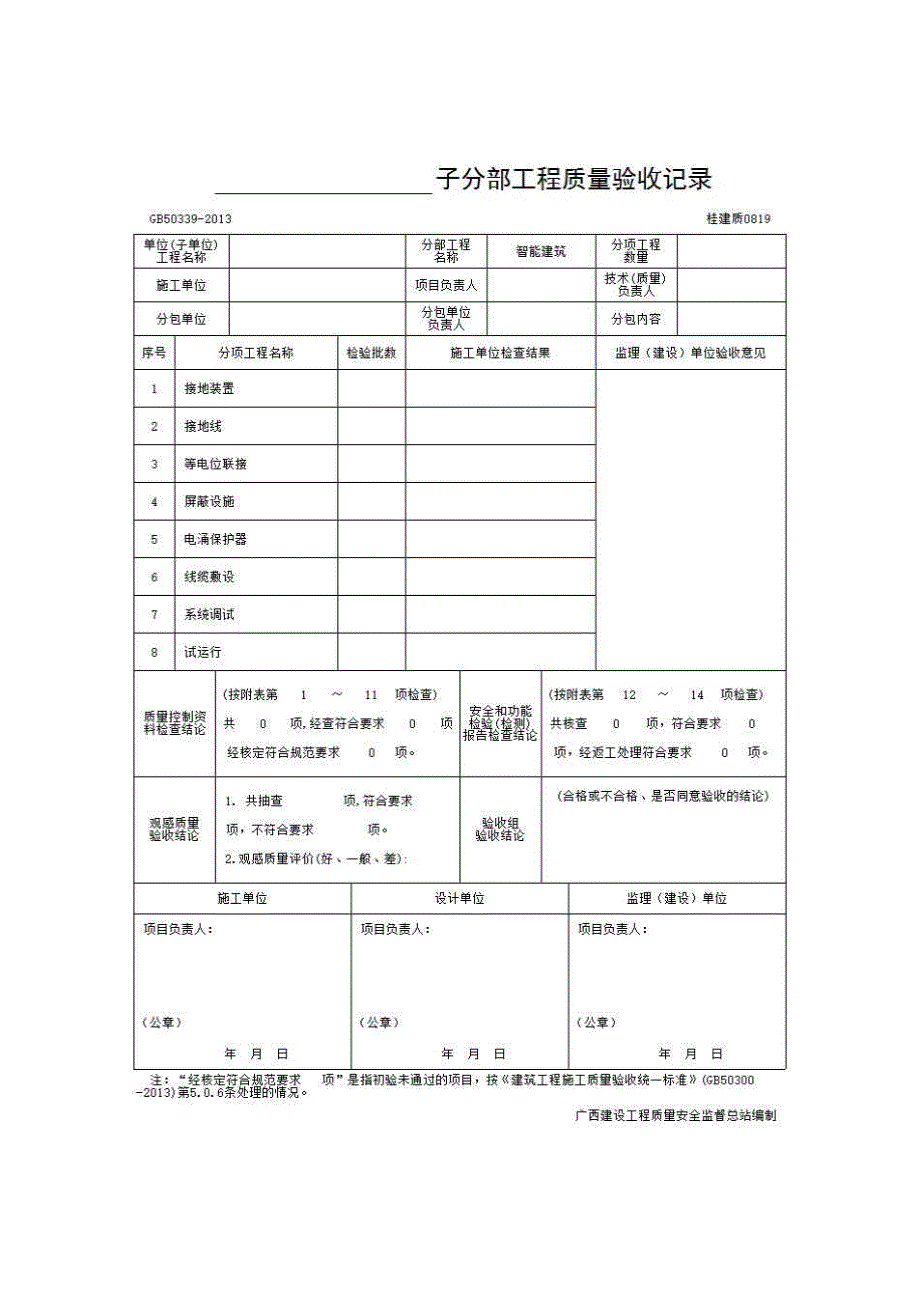 检验批质量验收记录《0819 防雷与接地》房建表格_第1页