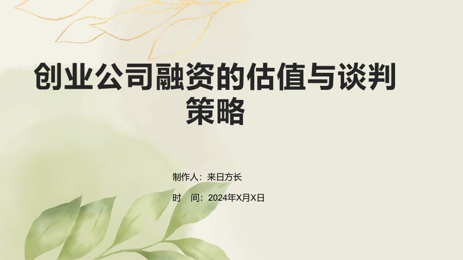 创业公司融资的估值与谈判策略_第1页