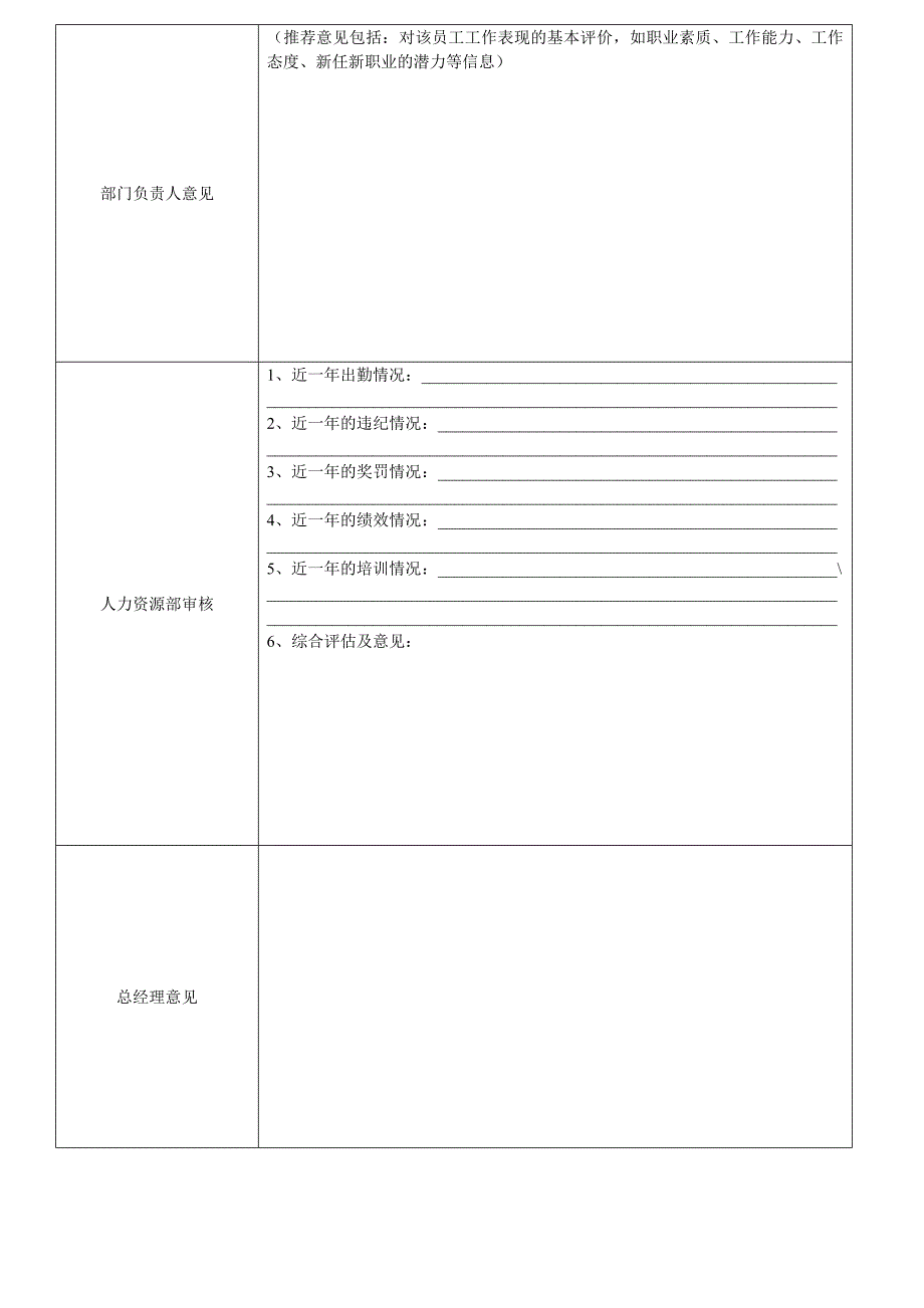 职位晋升申请表（空白打印模板）_第2页