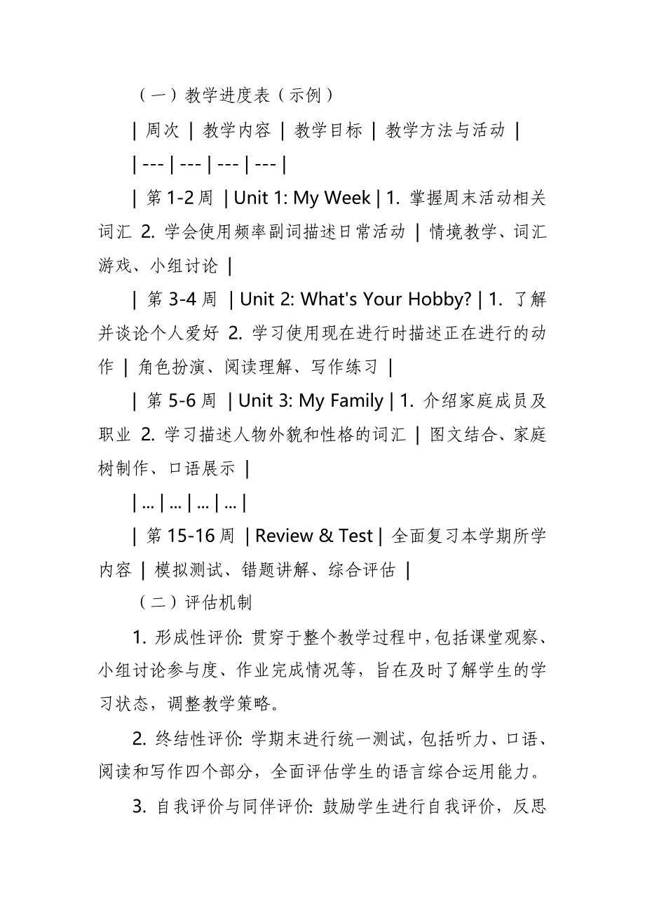 2024年新人教版部编本六年级上册英语教学工作计划及教学进度表4_第4页