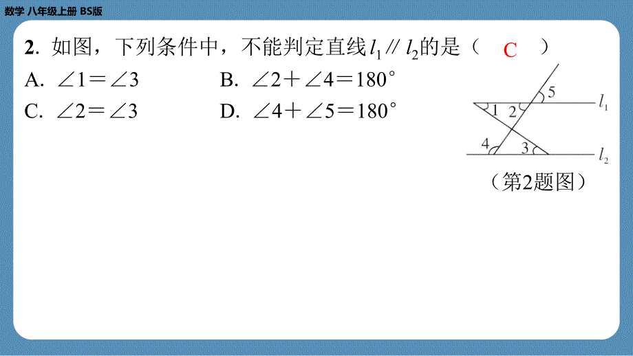 北师版八上数学期末复习课（六）（第七章　平行线的证明）（课外培优课件）_第3页