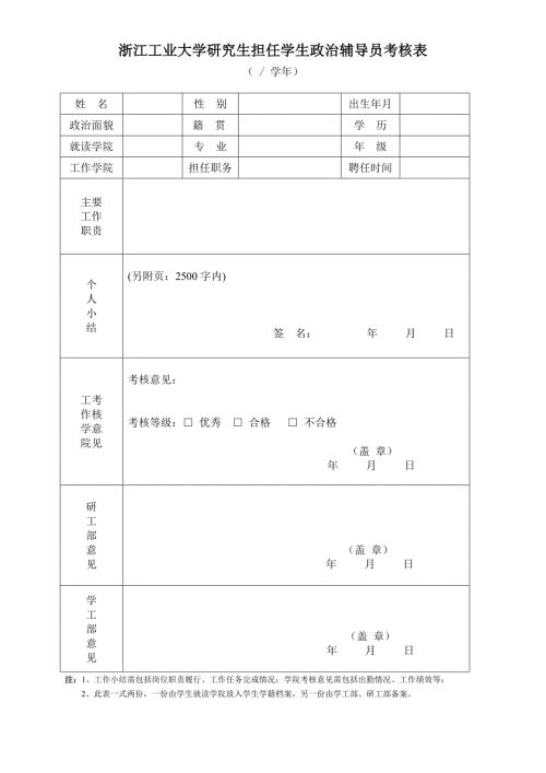 兼职辅导员考核表