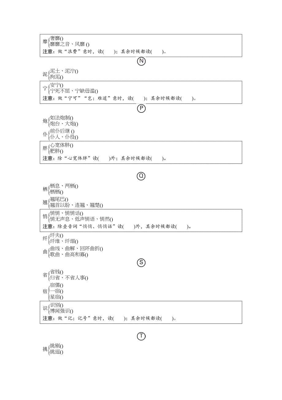 2024淄博中考语文二轮复习 常考字音、字形分类梳理及训练 (含答案)_第5页