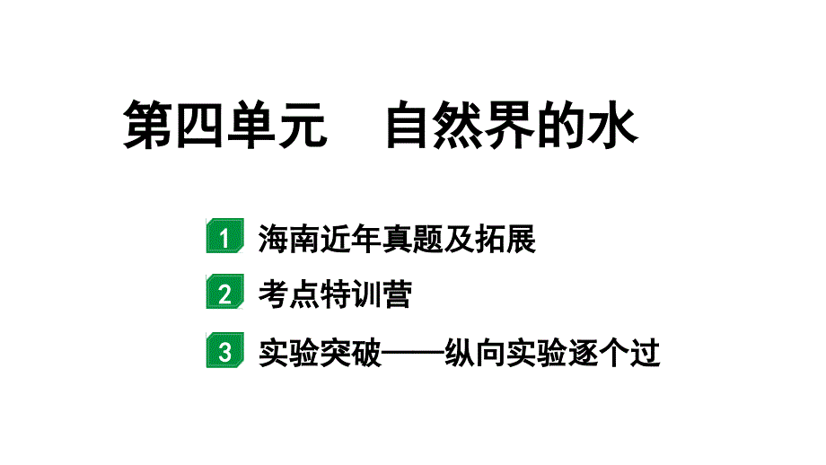 2024海南中考化学一轮复习 中考考点研究 第四单元 自然界的水（课件）_第1页