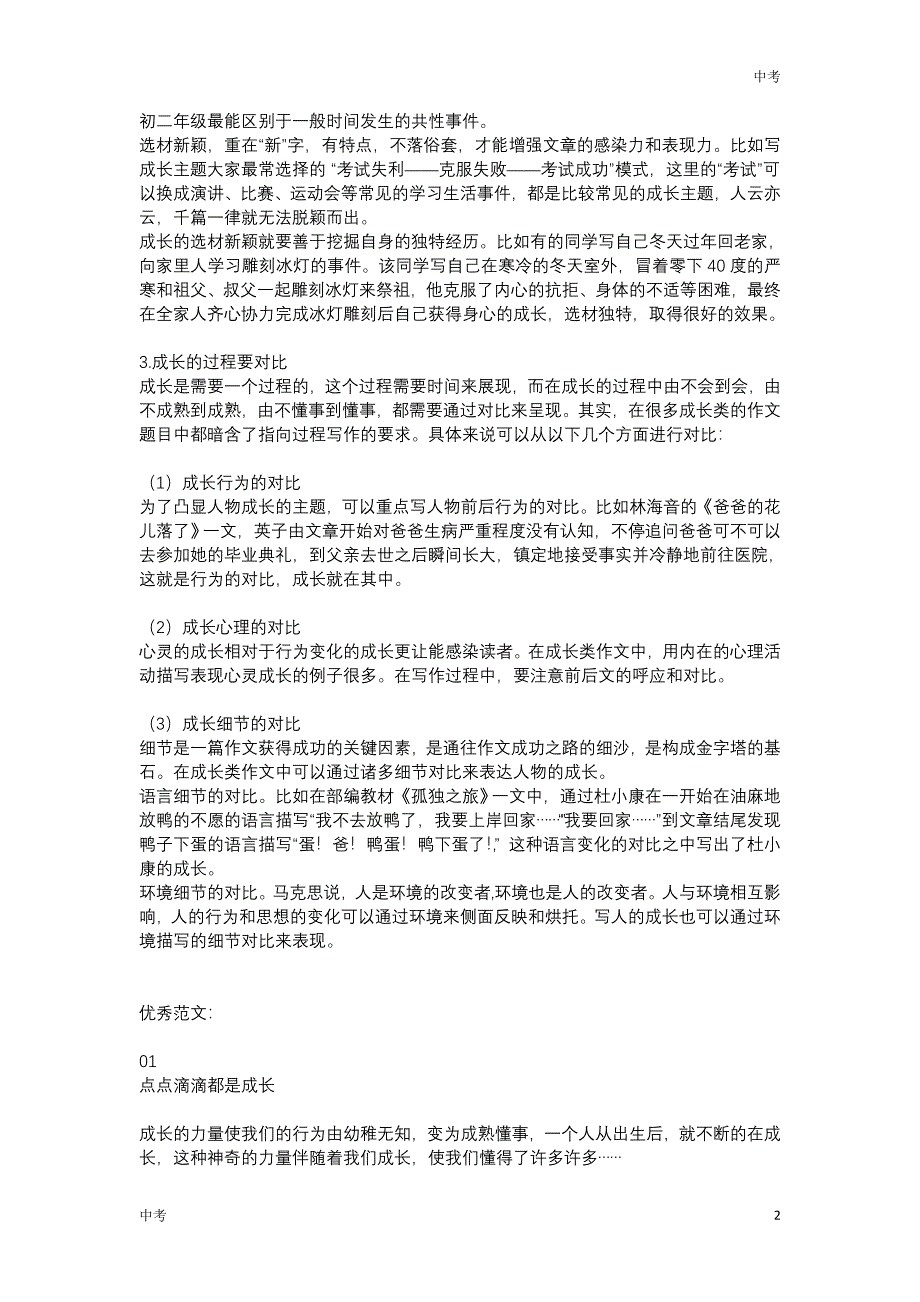 2024年中考满分作文《成长经历类》范文_第2页