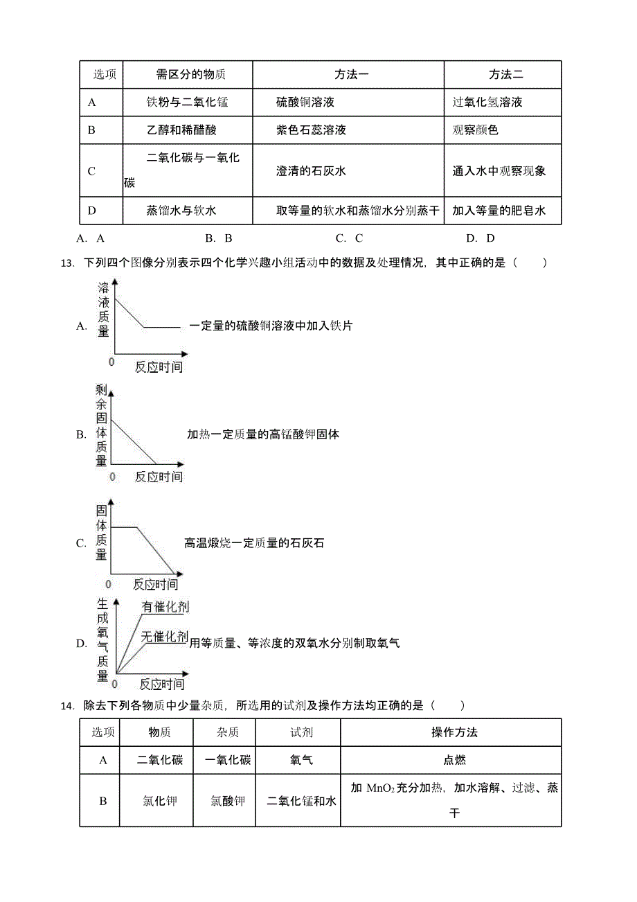 黑龙江省哈尔滨市南岗区2024年九年级上学期化学开学测试试题及答案_第4页