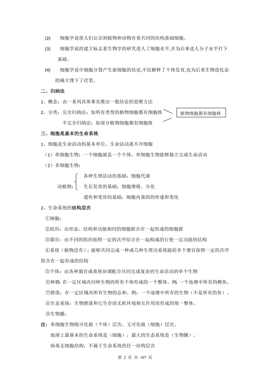 人教版（2019）高考生物一轮复习：必修1、2知识点考点提纲汇编_第2页