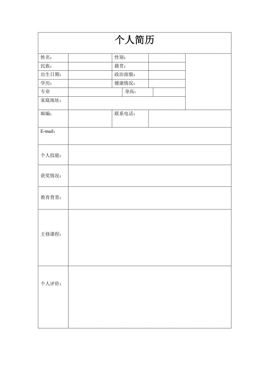 个人简历模板（精选5套）_第5页