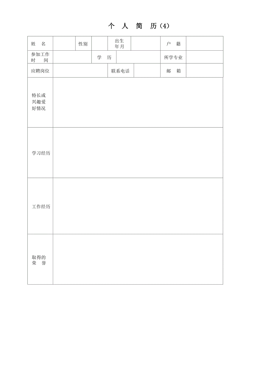 个人简历模板(精选18套)_第4页