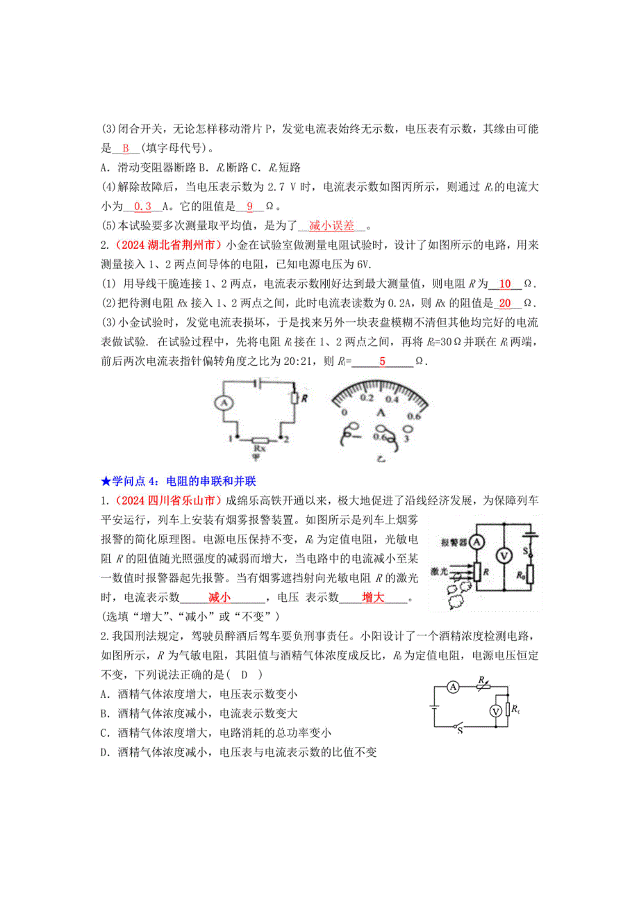 2024年中考物理总复习 第17章 欧姆定律_第3页