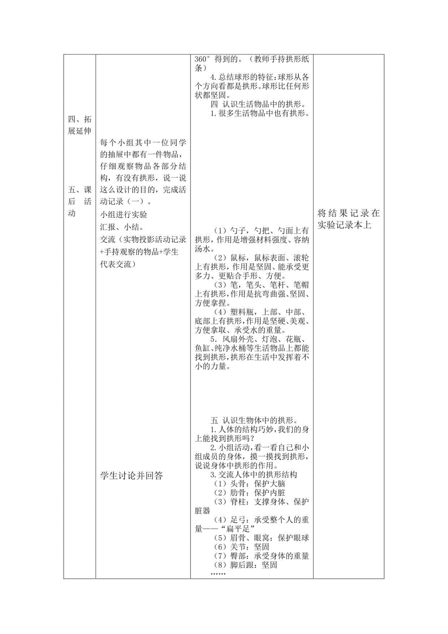 六年级上册科学教案：找拱形_第3页