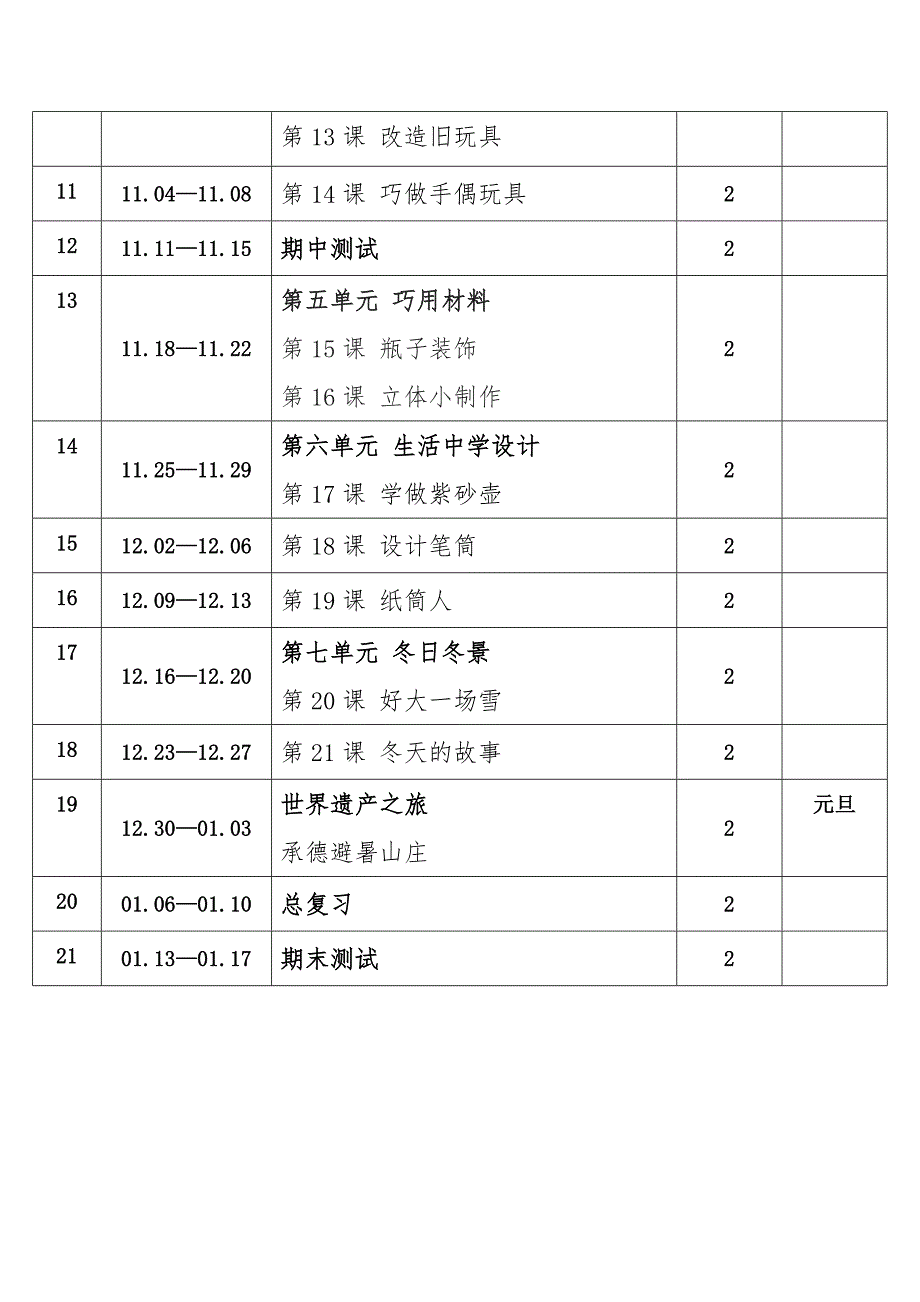 2024年秋学期辽海版小学美术三年级上册教学进度表_第2页