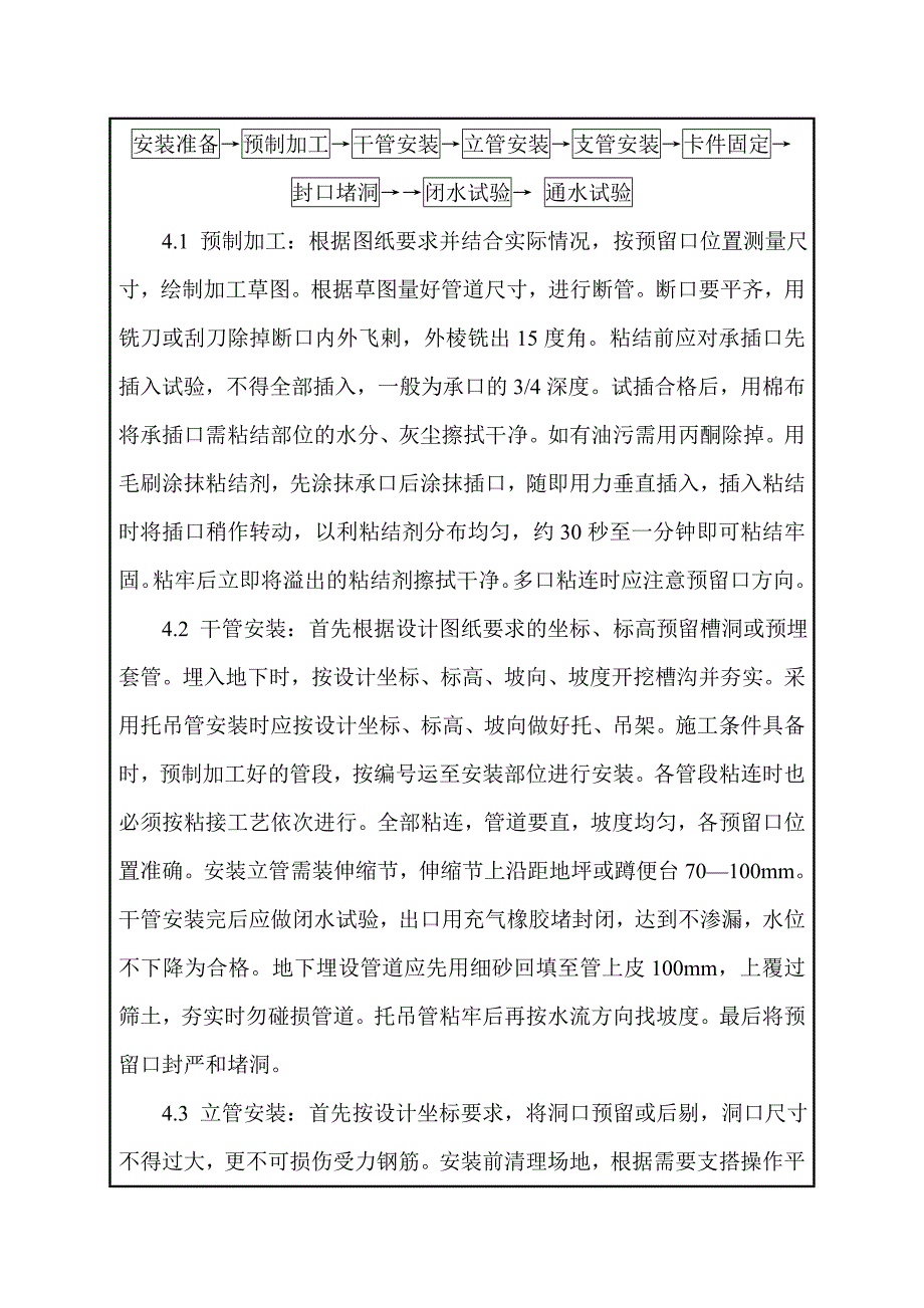 建筑施工室内塑料排水管道安装技术交底_第2页