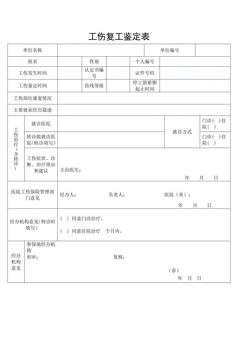 工伤复工鉴定表_第1页