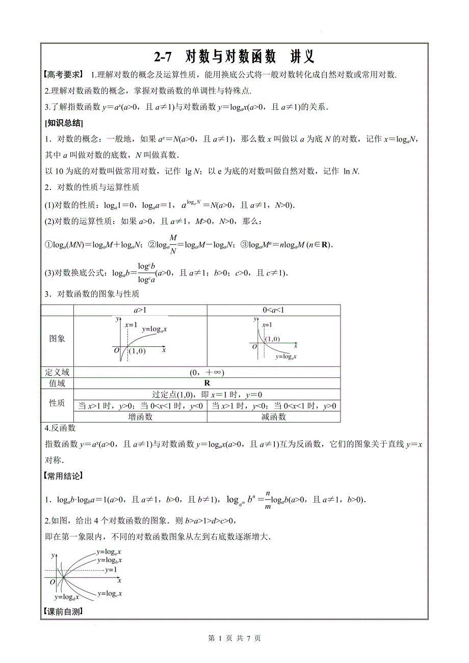 对数与对数函数讲义教师版_第1页