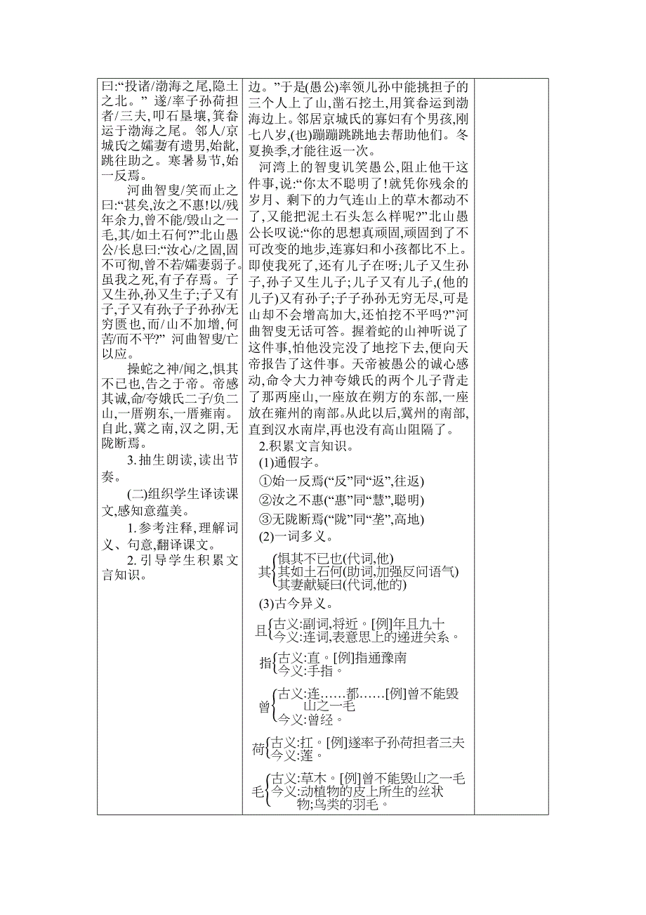 2024年部编版八年级语文上册教学设计第6单元24 愚公移山_第3页