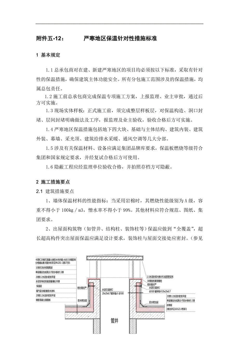 万达质量安全管控标准附件五-12：严寒地区保温针对性措施标准_第1页