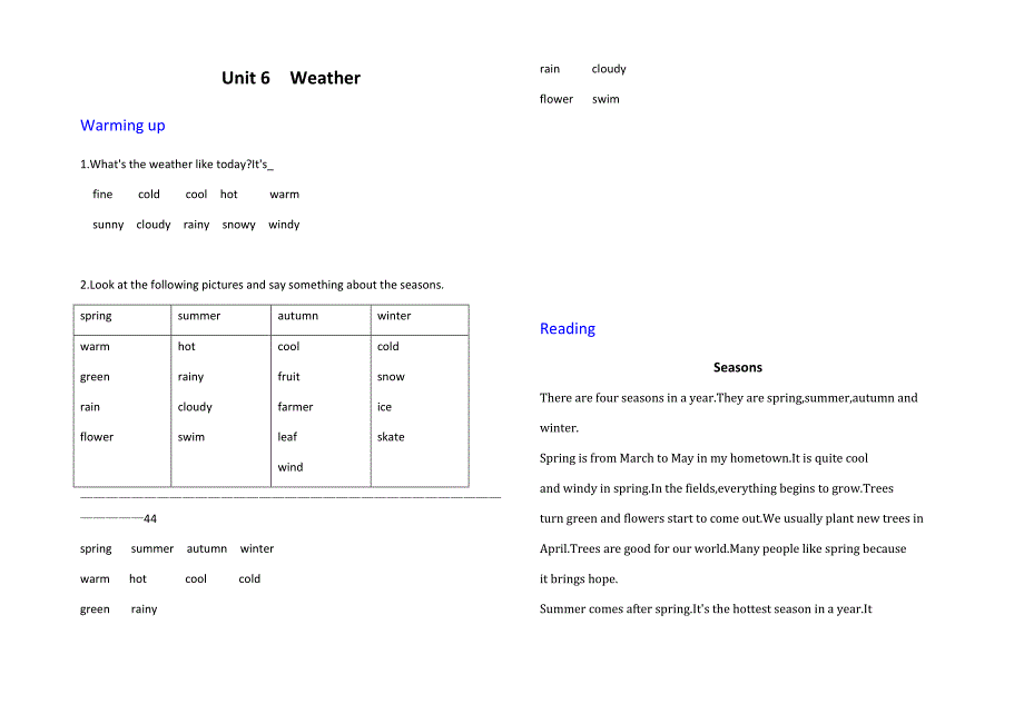 授课——课文Unit-6--Weather资料整理_第1页