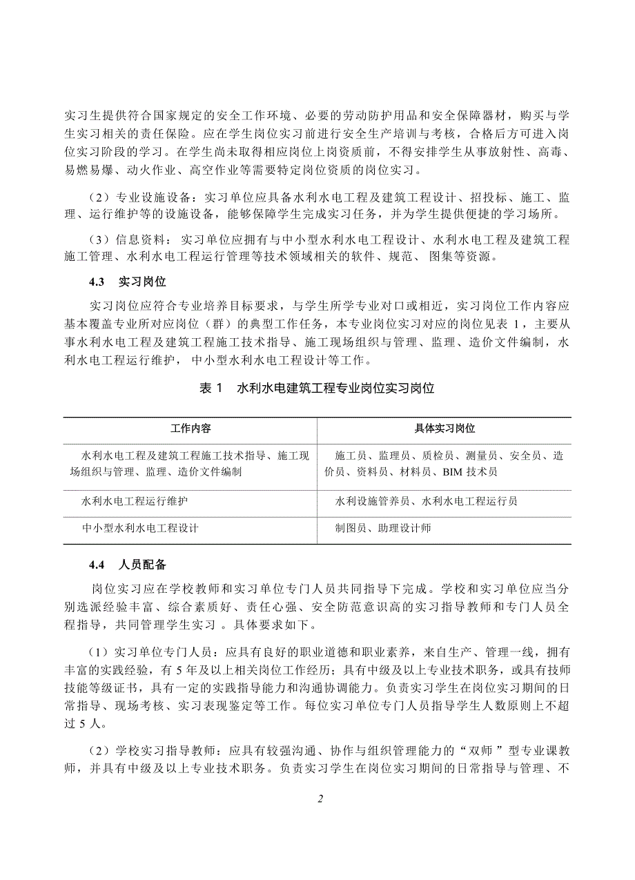 高等职业学校水利水电建筑工程专业岗位实习标准_第4页