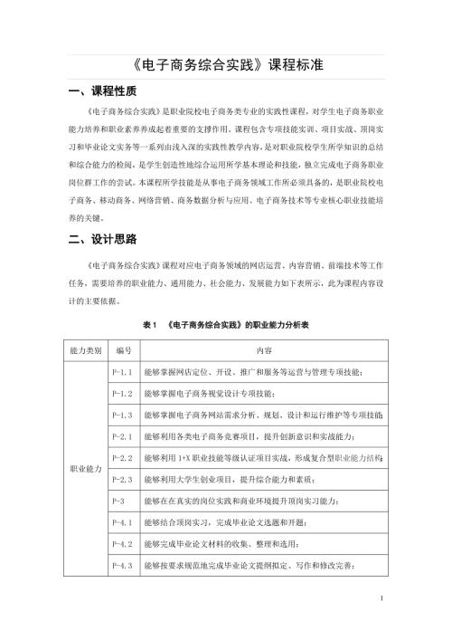 电子商务综合实践教程课程标准