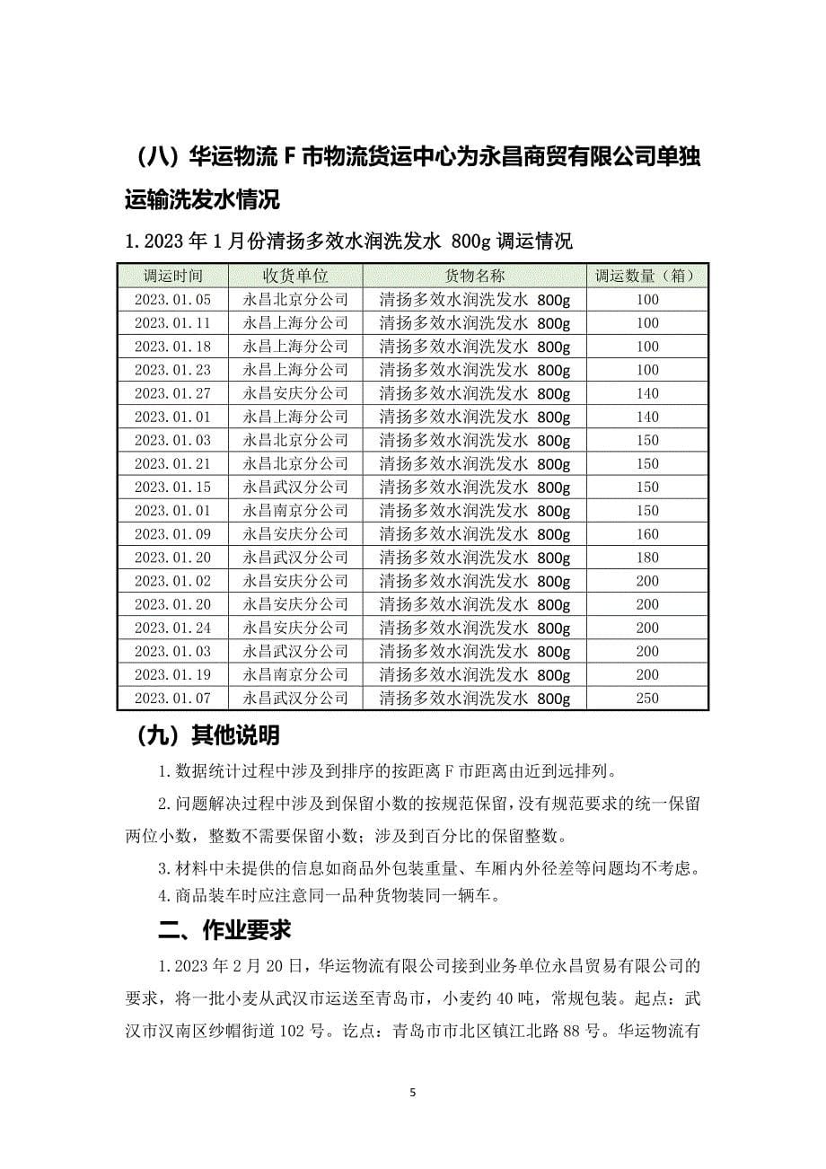 山东省职业院校技能大赛中职组“现代物流综合作业”赛项第二阶段第一部分作业任务优化竞赛试题（模块编号：MB）_第5页