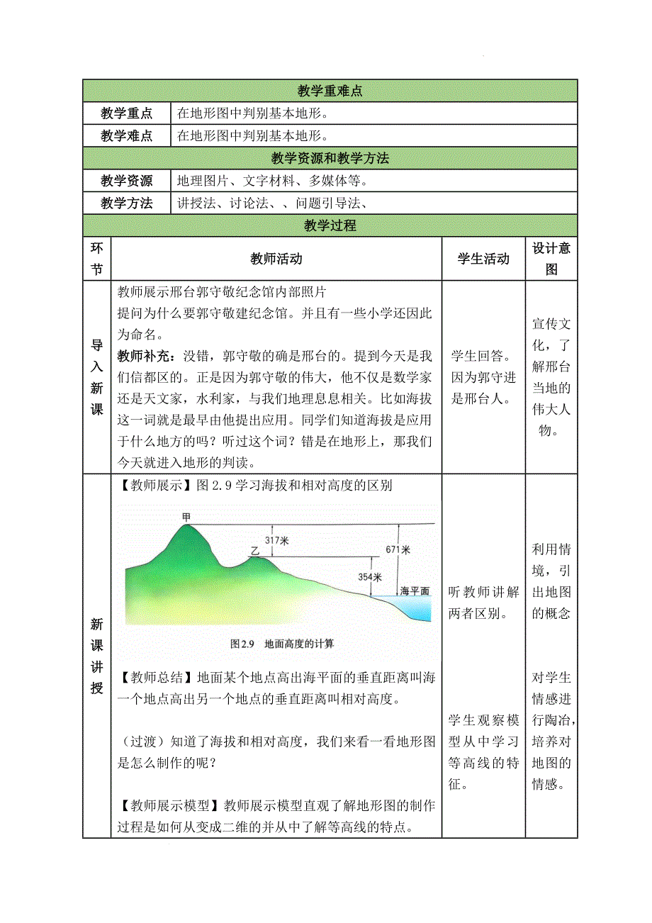 【教案】第二章++第二节地形图的判读教学设计+-2024-2025学年人教版地理七年级上册_第2页