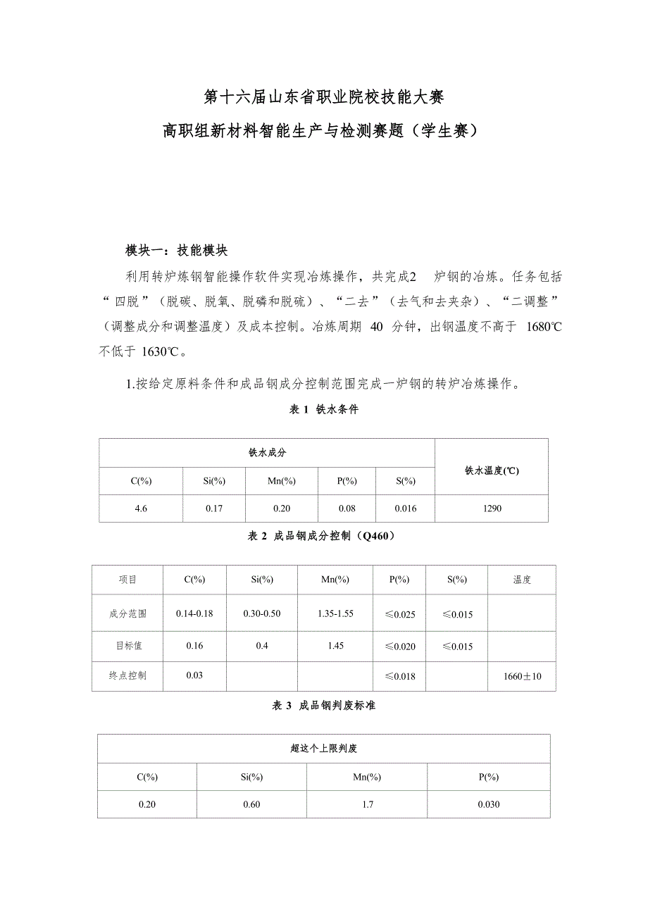 第十六届山东省职业院校技能大赛高职组新材料智能生产与检测赛项赛题（学生赛）_第1页