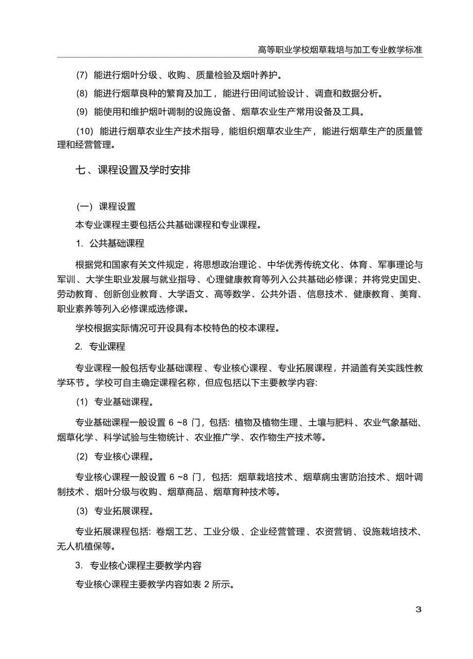 高职学校烟草栽培与加工专业教学标准_第5页