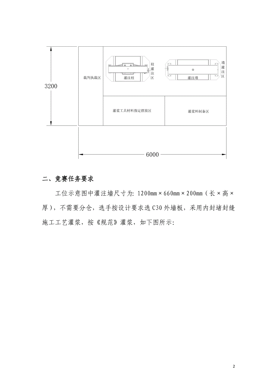 第十六届山东省职业院校技能大赛中职组“装配式建筑构件安装”赛项预制构件灌浆任务书及数据记录表_第2页