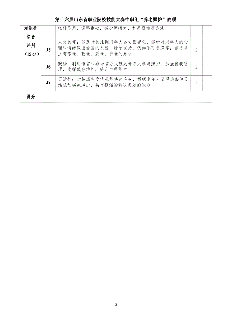 十六届山东省职业院校技能大赛中职组“养老照护”赛项评分标准_第4页