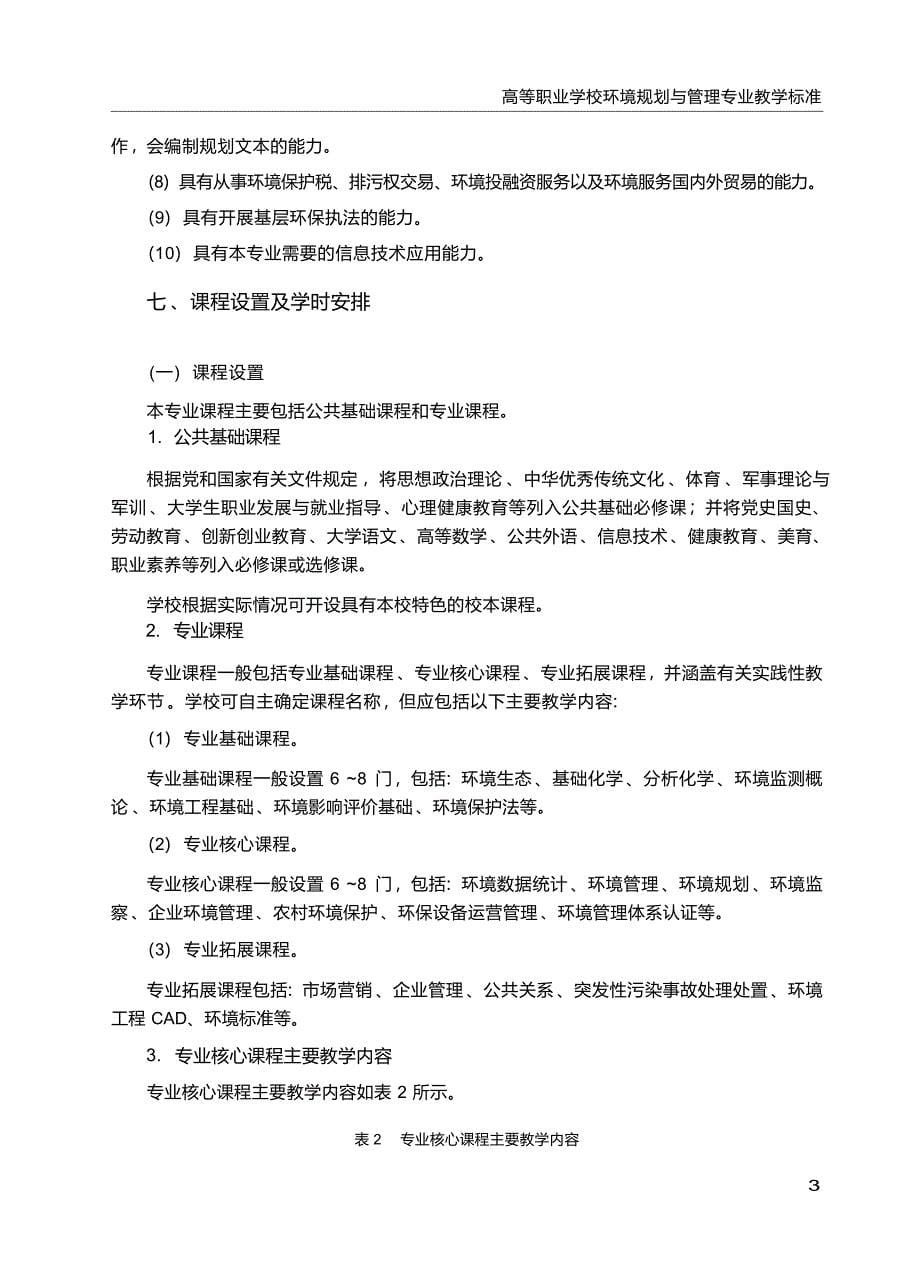 高职学校环境规划与管理专业教学标准_第5页