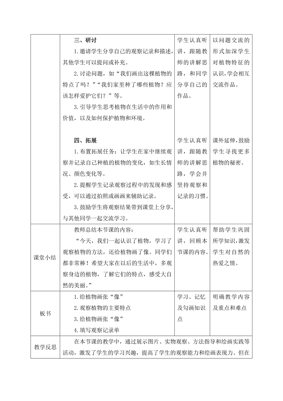 教科版（2024）一年级科学上册第一单元《4.给植物画张“像”》精品教案_第3页