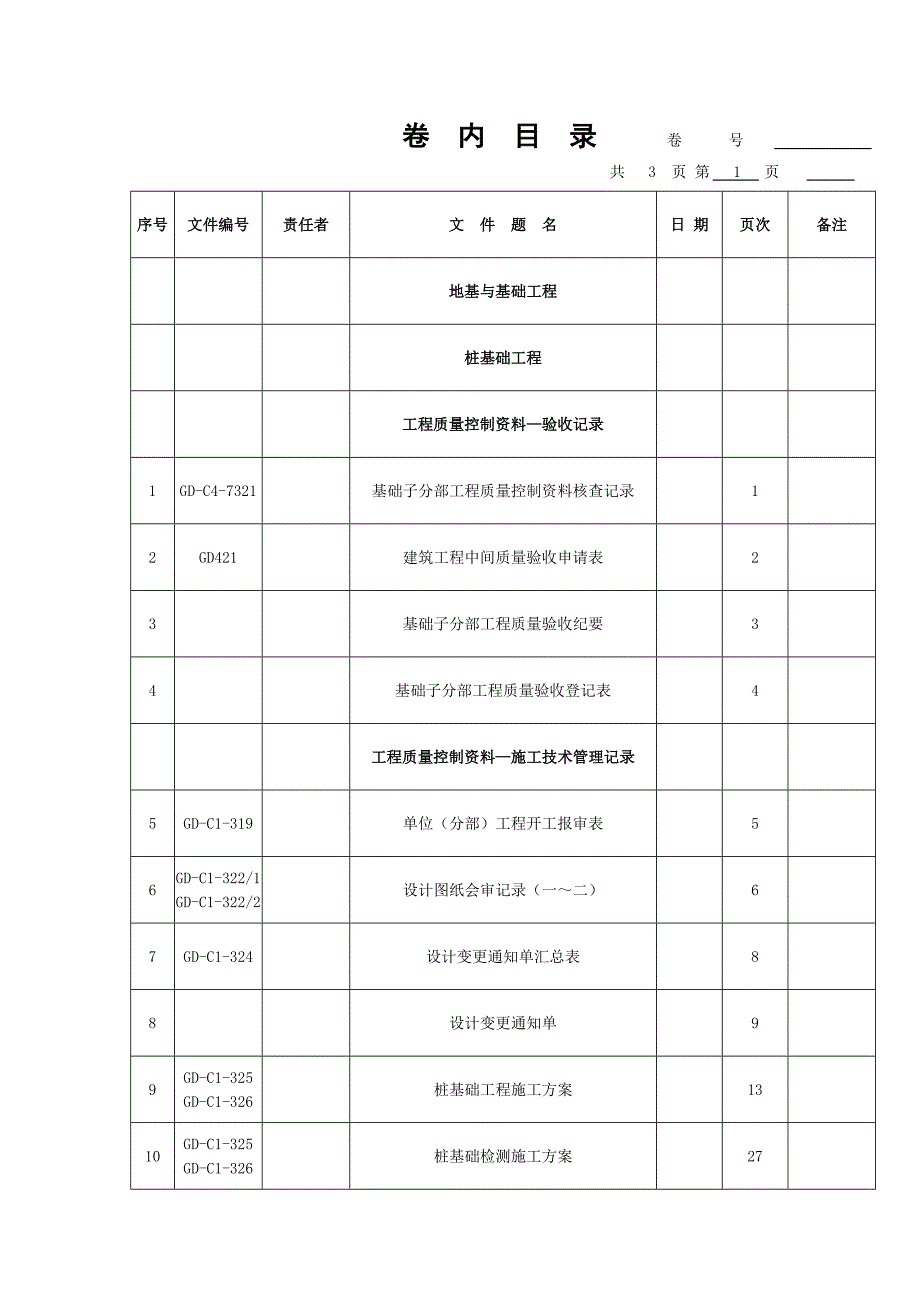 桩基工程资料组卷目录_第1页